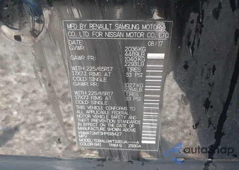 2017 Nissan Rogue Sv from USA, damaged, VIN KNMAT2MT3HP618427